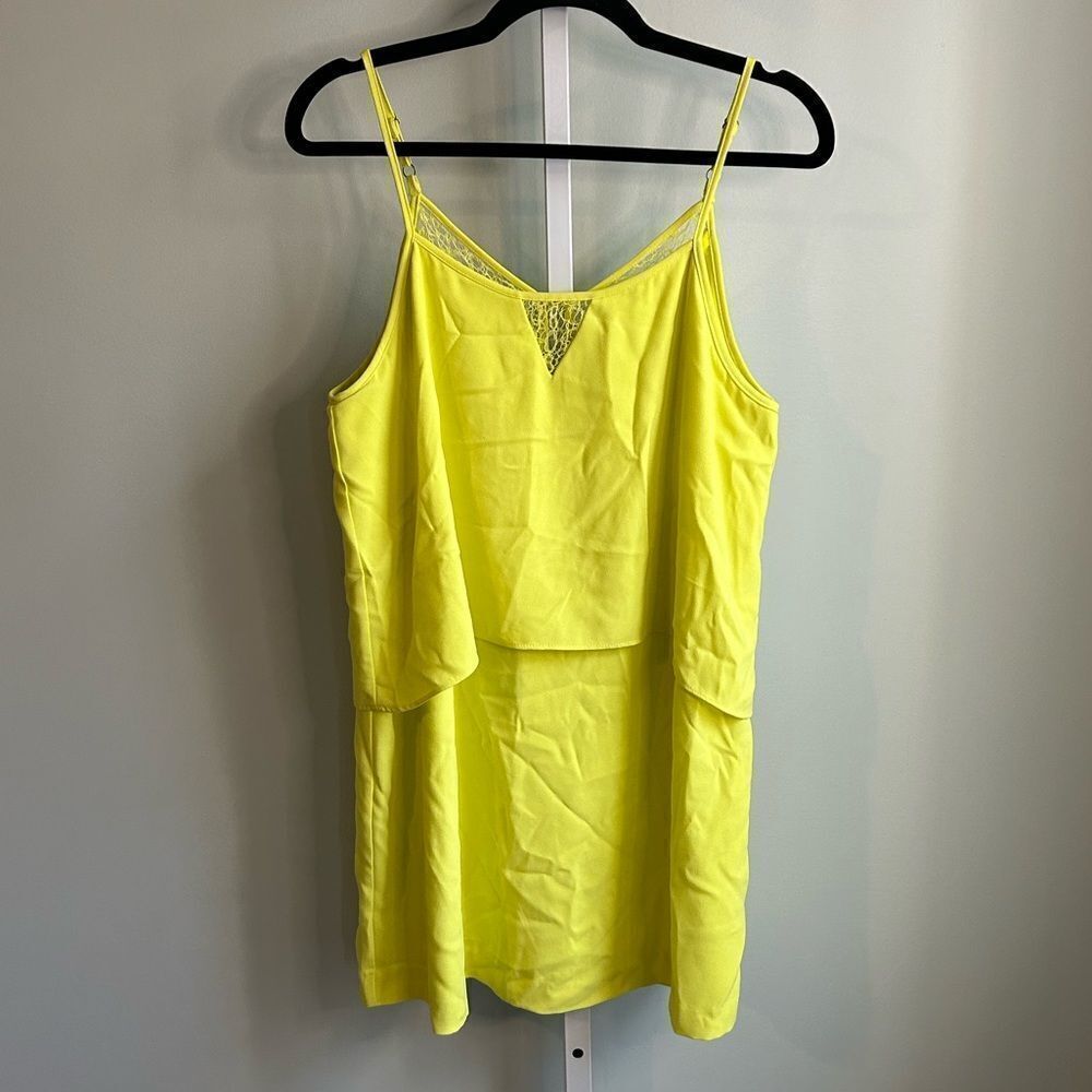 Bar III Chartreuse Tiered Mini Dress